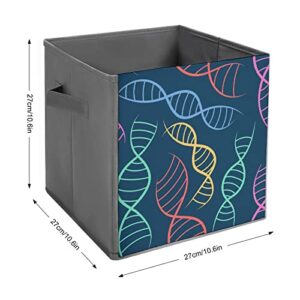 Colorful Scientific DNA Canvas Collapsible Storage Bins Cube Organizer Baskets with Handles for Home Office Car