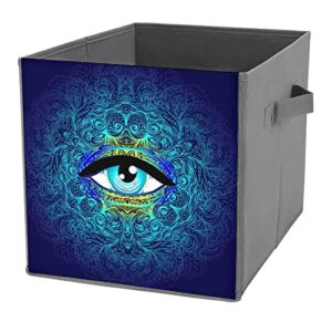 cool alien psychedelic eye canvas collapsible storage bins cube organizer baskets with handles for home office car