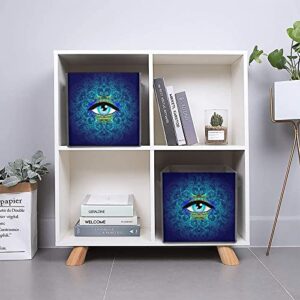 Cool Alien Psychedelic Eye Canvas Collapsible Storage Bins Cube Organizer Baskets with Handles for Home Office Car