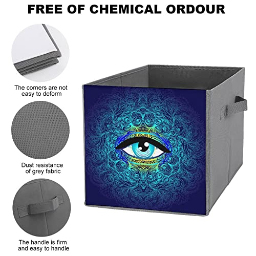 Cool Alien Psychedelic Eye Canvas Collapsible Storage Bins Cube Organizer Baskets with Handles for Home Office Car