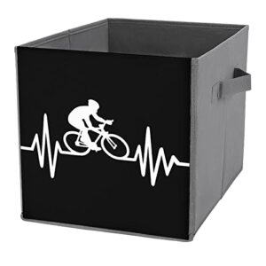 bike cycling heartbeat lifeline canvas collapsible storage bins cube organizer baskets with handles for home office car