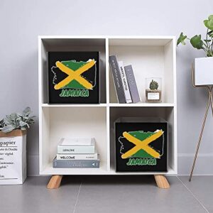 Jamaica Flag Canvas Collapsible Storage Bins Cube Organizer Baskets with Handles for Home Office Car