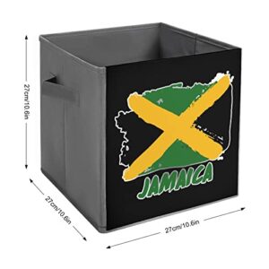 Jamaica Flag Canvas Collapsible Storage Bins Cube Organizer Baskets with Handles for Home Office Car