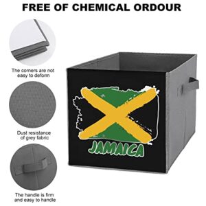 Jamaica Flag Canvas Collapsible Storage Bins Cube Organizer Baskets with Handles for Home Office Car