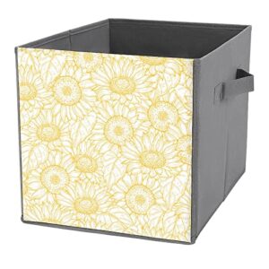 sunflower yellow canvas collapsible storage bins cube organizer baskets with handles for home office car