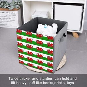 Welsh Dragon Flags Canvas Collapsible Storage Bins Cube Organizer Baskets with Handles for Home Office Car