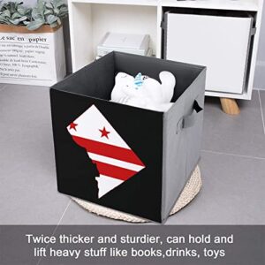 Flag Map of Washington DC Canvas Collapsible Storage Bins Cube Organizer Baskets with Handles for Home Office Car