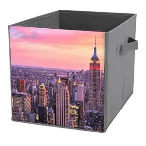 new york decor nyc midtown canvas collapsible storage bins cube organizer baskets with handles for home office car