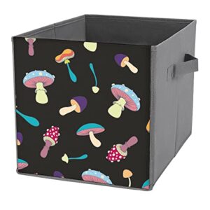 magic cute mushrooms canvas collapsible storage bins cube organizer baskets with handles for home office car