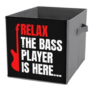 relax the bass player is here canvas collapsible storage bins cube organizer baskets with handles for home office car