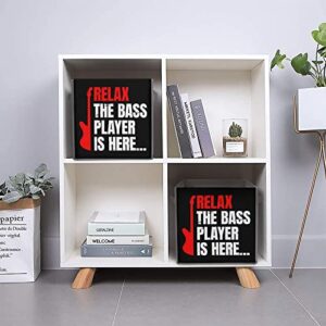 Relax The Bass Player is Here Canvas Collapsible Storage Bins Cube Organizer Baskets with Handles for Home Office Car