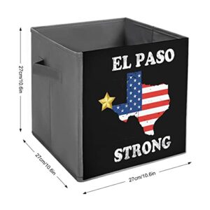 El Paso Strong USA Flag Canvas Collapsible Storage Bins Cube Organizer Baskets with Handles for Home Office Car