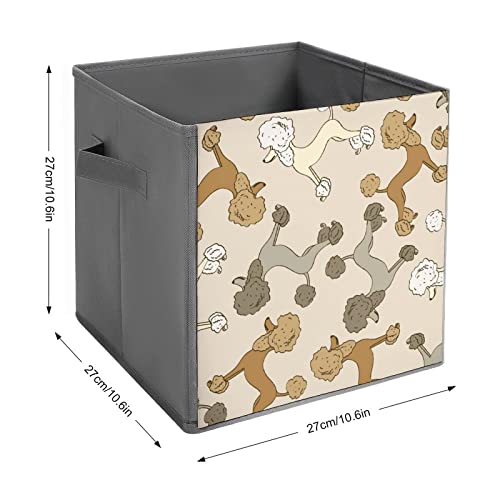 Poodle Pet Dogs Pattern Canvas Collapsible Storage Bins Cube Organizer Baskets with Handles for Home Office Car