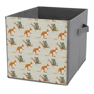 koalas and kangaroos canvas collapsible storage bins cube organizer baskets with handles for home office car