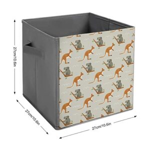 Koalas and Kangaroos Canvas Collapsible Storage Bins Cube Organizer Baskets with Handles for Home Office Car