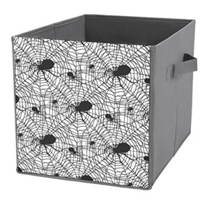 Halloween Spiders and Web Canvas Collapsible Storage Bins Cube Organizer Baskets with Handles for Home Office Car