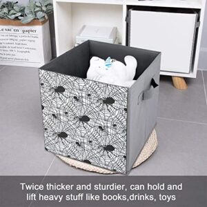 Halloween Spiders and Web Canvas Collapsible Storage Bins Cube Organizer Baskets with Handles for Home Office Car