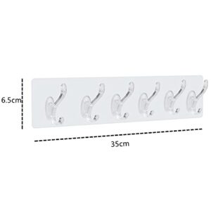 Koconh Multifunctional Transparent 6 Hooks, Punch-Free Wall-Mounted. (3 PCS)