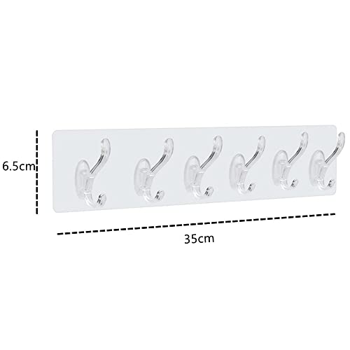 Koconh Multifunctional Transparent 6 Hooks, Punch-Free Wall-Mounted. (3 PCS)