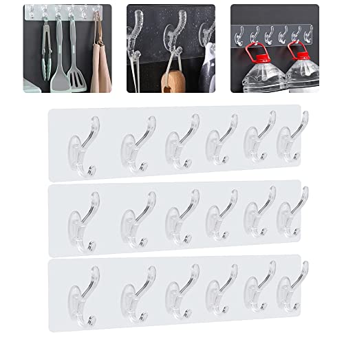 Koconh Multifunctional Transparent 6 Hooks, Punch-Free Wall-Mounted. (3 PCS)