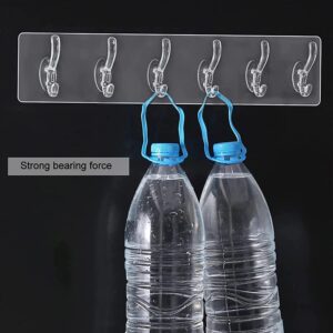 Koconh Multifunctional Transparent 6 Hooks, Punch-Free Wall-Mounted. (3 PCS)