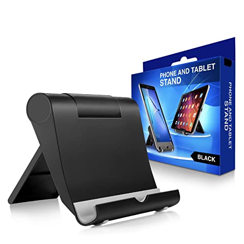 Cell Phone Stand Portable Compact : Cradle, Smartphone Holder, Small Tablet Stand for Office Desk - Black