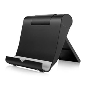 Cell Phone Stand Portable Compact : Cradle, Smartphone Holder, Small Tablet Stand for Office Desk - Black