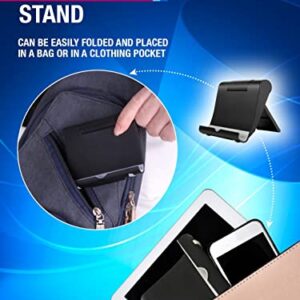 Cell Phone Stand Portable Compact : Cradle, Smartphone Holder, Small Tablet Stand for Office Desk - Black