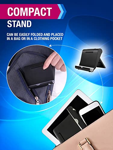 Cell Phone Stand Portable Compact : Cradle, Smartphone Holder, Small Tablet Stand for Office Desk - Black