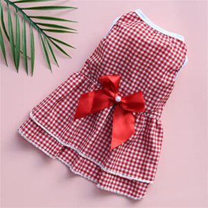 Dogs Clothes for Large Dogs Girls Dress Supplies Stripes Skirt Cat Summer Wedding Pet Plaid Dog Bow Dress Spring Knot Pet Clothes