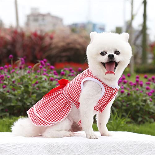 Dogs Clothes for Large Dogs Girls Dress Supplies Stripes Skirt Cat Summer Wedding Pet Plaid Dog Bow Dress Spring Knot Pet Clothes