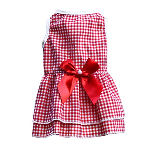 Dogs Clothes for Large Dogs Girls Dress Supplies Stripes Skirt Cat Summer Wedding Pet Plaid Dog Bow Dress Spring Knot Pet Clothes