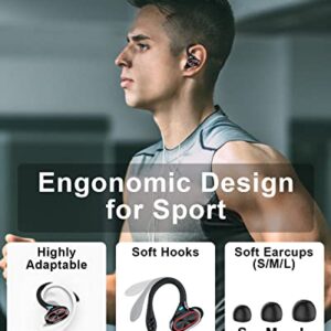 Wireless Earbuds Bluetooth Headphones Touch Control with Charging Case and Earhooks Over Ear IPX7 Waterproof Earphones with Mic,audifonos Bluetooth inalambricos with LED Display Touch Control for Gym