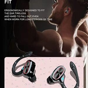 Wireless Earbuds Bluetooth Headphones Touch Control with Charging Case and Earhooks Over Ear IPX7 Waterproof Earphones with Mic,audifonos Bluetooth inalambricos with LED Display Touch Control for Gym