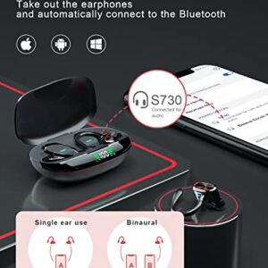 Wireless Earbuds Bluetooth Headphones Touch Control with Charging Case and Earhooks Over Ear IPX7 Waterproof Earphones with Mic,audifonos Bluetooth inalambricos with LED Display Touch Control for Gym