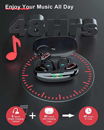 Wireless Earbuds Bluetooth Headphones Touch Control with Charging Case and Earhooks Over Ear IPX7 Waterproof Earphones with Mic,audifonos Bluetooth inalambricos with LED Display Touch Control for Gym