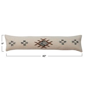 Creative Co-Op Wool Blend Geometric Design, Multicolor Oversized Lumbar Pillow, Ivory