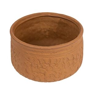 creative co-op boho stoneware planter with embossed pattern, terracotta