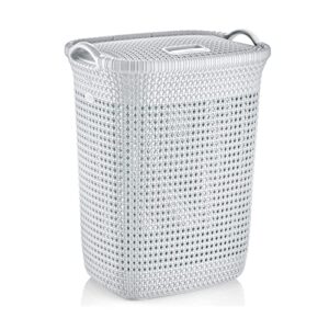 uniware 65 liter knit design clothes hamper laundry basket, made in turkey (white, 1 piece)