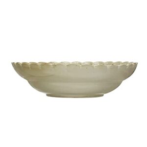 creative co-op stoneware scalloped edge, ivory bowl