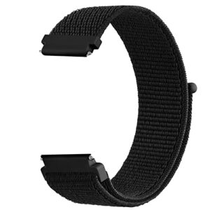 vancle adjustable nylon watch strap quick release 20mm soft breathable sport replacement watch bands for women men (black)