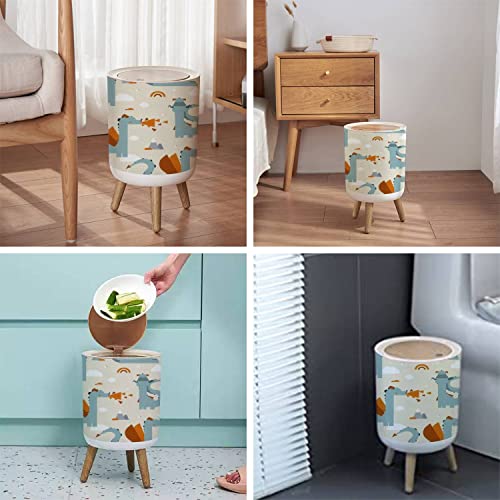 Small Trash Can with Lid for Bathroom Kitchen Office Diaper Seamless flat dragons ornament for kids Dragons fighting clouds Bedroom Garbage Trash Bin Dog Proof Waste Basket Cute Decorative