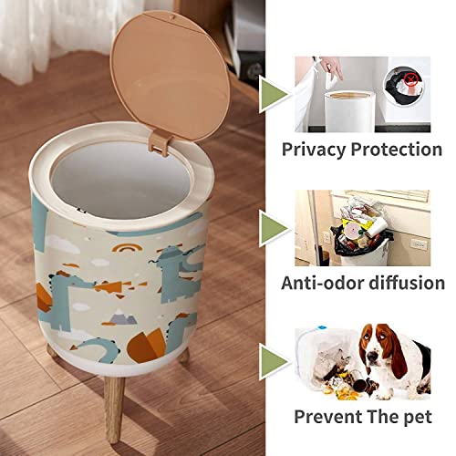 Small Trash Can with Lid for Bathroom Kitchen Office Diaper Seamless flat dragons ornament for kids Dragons fighting clouds Bedroom Garbage Trash Bin Dog Proof Waste Basket Cute Decorative