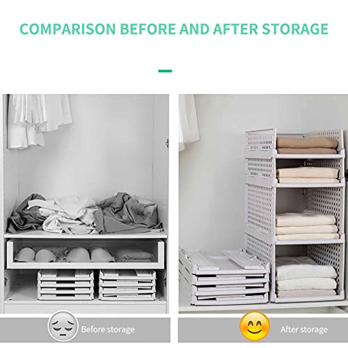 Qiopertar Wardrobe Storage Rack Foldable Disassembly Stacking Finishing Storage Box Plastic Thickened Partition Drawer Type Push-Pull Frame