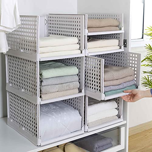 Qiopertar Wardrobe Storage Rack Foldable Disassembly Stacking Finishing Storage Box Plastic Thickened Partition Drawer Type Push-Pull Frame