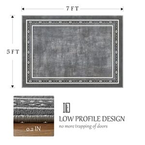 PADOOR Area Rug for Living Room Bedroom - 5x7 Feet Neutral Rug with Non-Slip Latex Backing Non Shedding Loop Pile for Dining Room Office Home Decor Gray