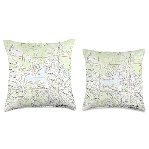 San Bernardino National Forest Regional Atlas Lake Gregory CA Map (2018) Throw Pillow, 18x18, Multicolor