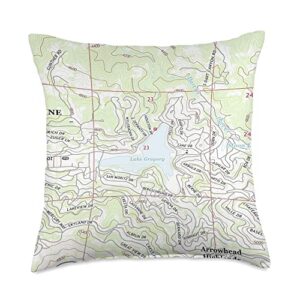 san bernardino national forest regional atlas lake gregory ca map (2018) throw pillow, 18x18, multicolor