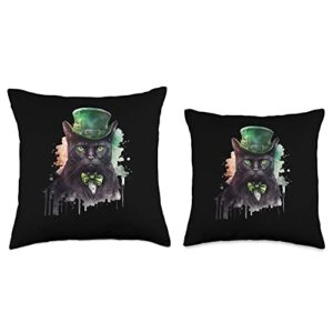 99 Gifts Saint Paddy's Day Ireland Accessories St Patricks Day Irish Black Cat Leprechaun Ireland Holiday Throw Pillow, 18x18, Multicolor