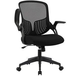 armless desk chair - small home office chair with wheels, pu leahter low back vanity chair with lumbar support, adjustable height 360° rolling swivel computer task chair without arm for small space